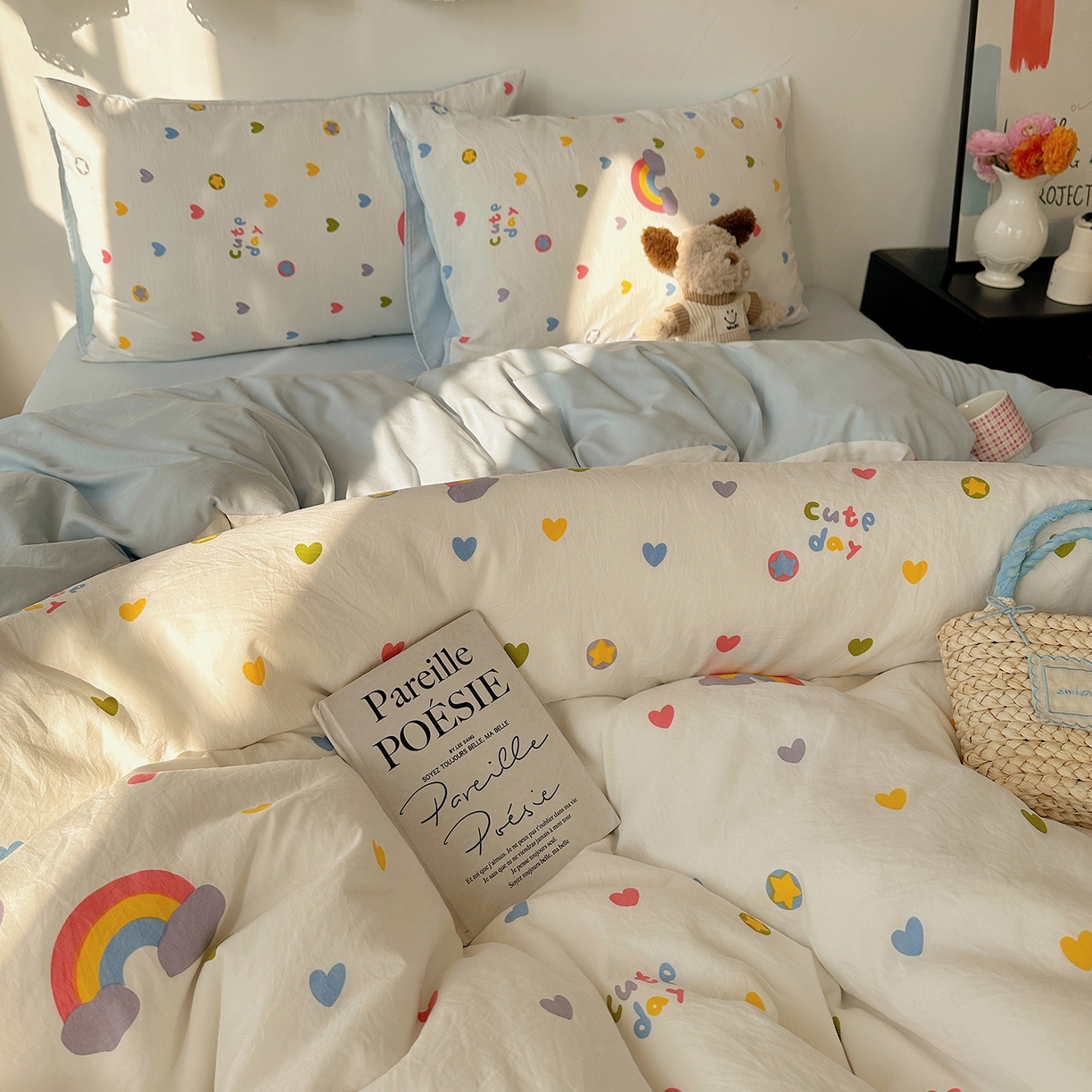 91家纺网 家纺一手货源 找家纺 沐芷 2026 【提供买家秀】A类水洗棉被套单件被罩 单人1.5x2.0  双人2.0x2.3 彩虹天堂