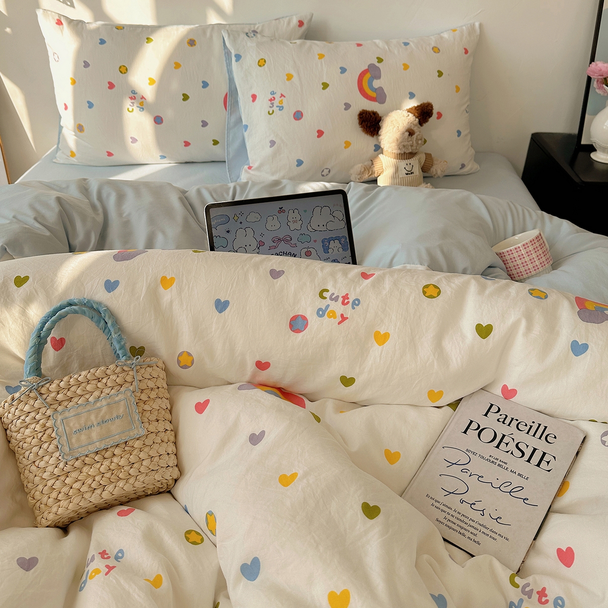 91家纺网 家纺一手货源 找家纺 沐芷 2026 【提供买家秀】A类水洗棉被套单件被罩 单人1.5x2.0  双人2.0x2.3 彩虹天堂