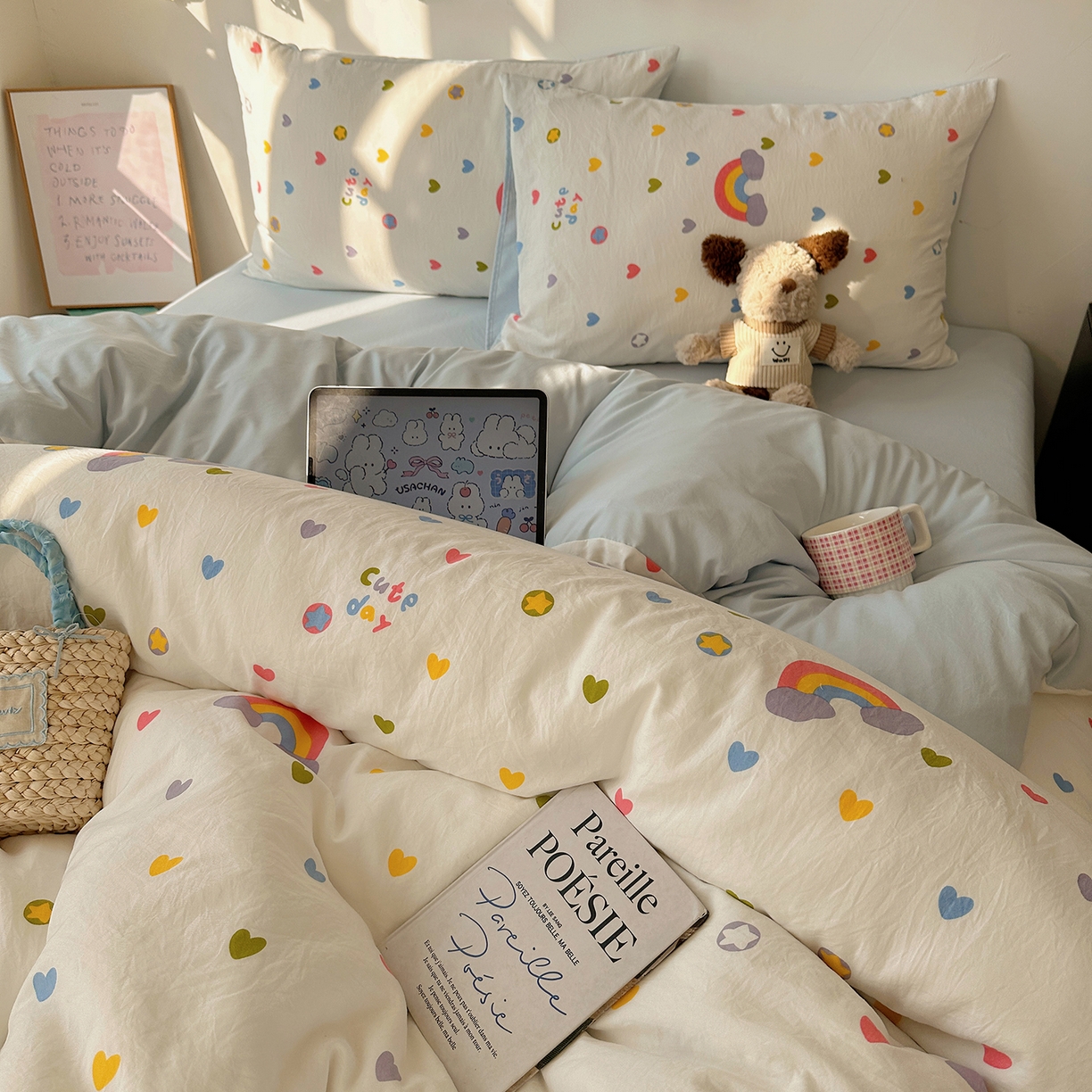 91家纺网 家纺一手货源 找家纺 沐芷 2026 【提供买家秀】A类水洗棉被套单件被罩 单人1.5x2.0  双人2.0x2.3 彩虹天堂