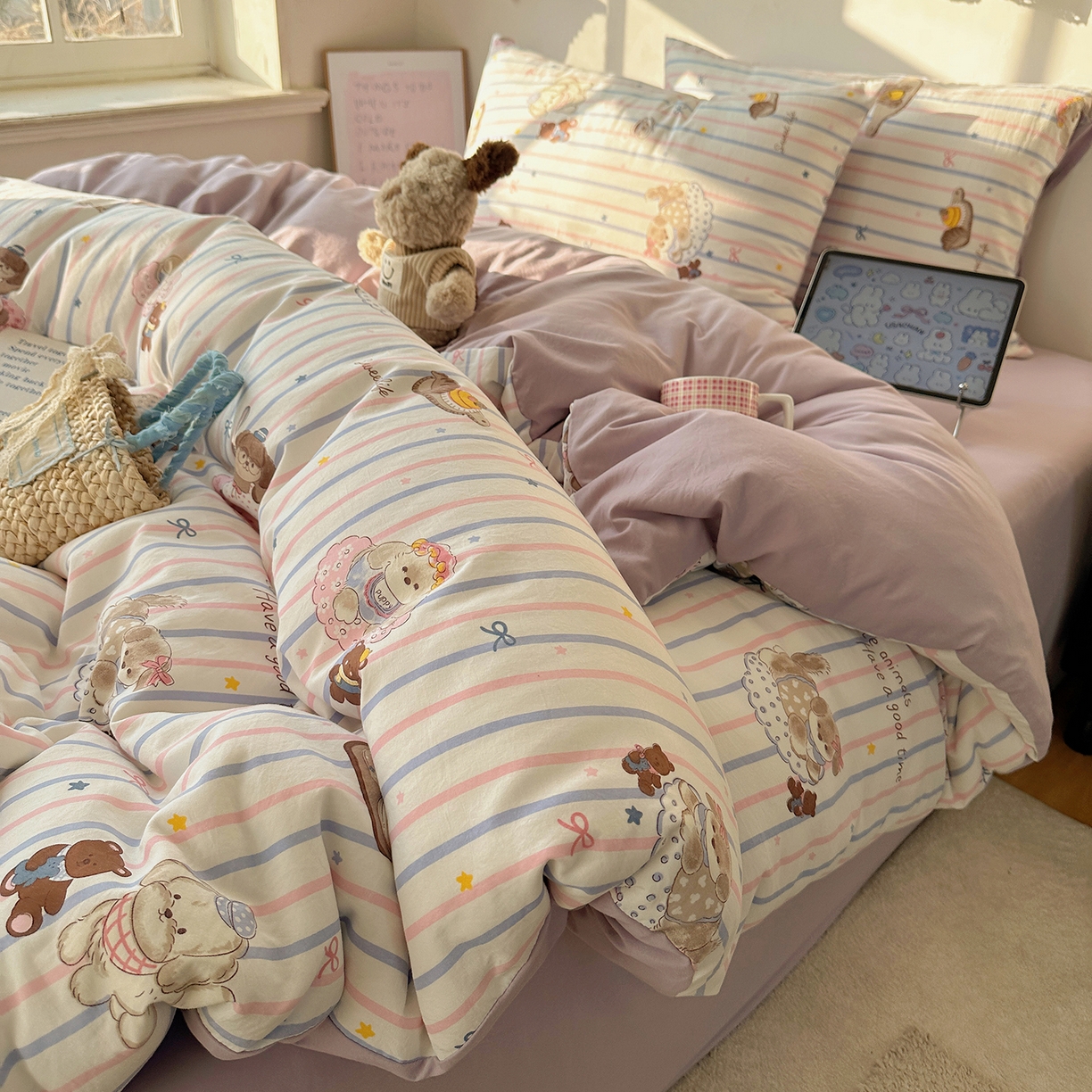 91家纺网 家纺一手货源 找家纺 沐芷 2026 【提供买家秀】A类水洗棉被套单件被罩 单人1.5x2.0  双人2.0x2.3 烘焙师