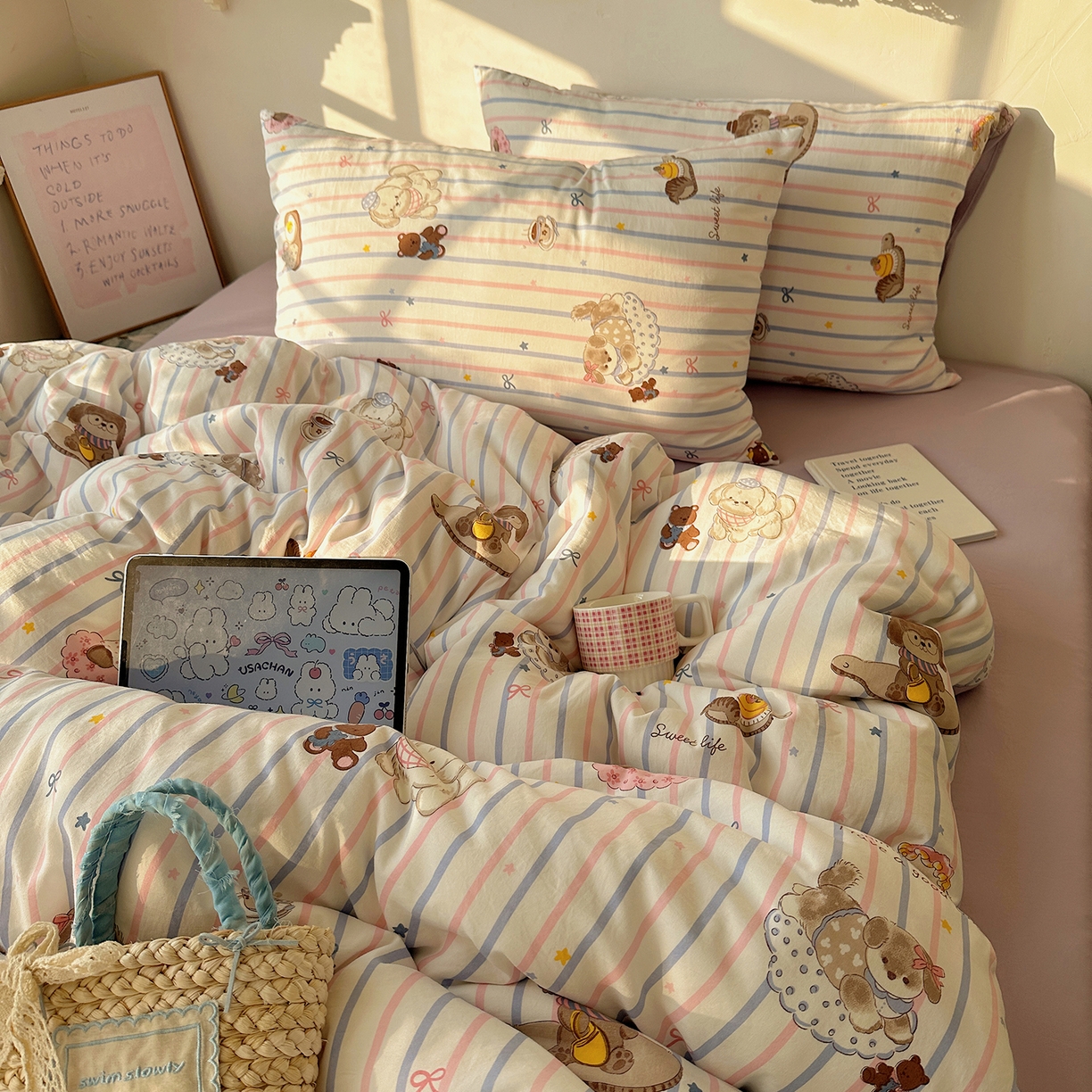 91家纺网 家纺一手货源 找家纺 沐芷 2026 【提供买家秀】A类水洗棉被套单件被罩 单人1.5x2.0  双人2.0x2.3 烘焙师