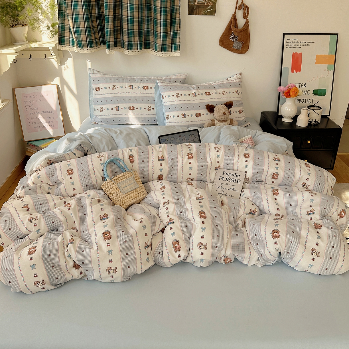 91家纺网 家纺一手货源 找家纺 沐芷 2026 【提供买家秀】A类水洗棉被套单件被罩 单人1.5x2.0  双人2.0x2.3 蓝色假日