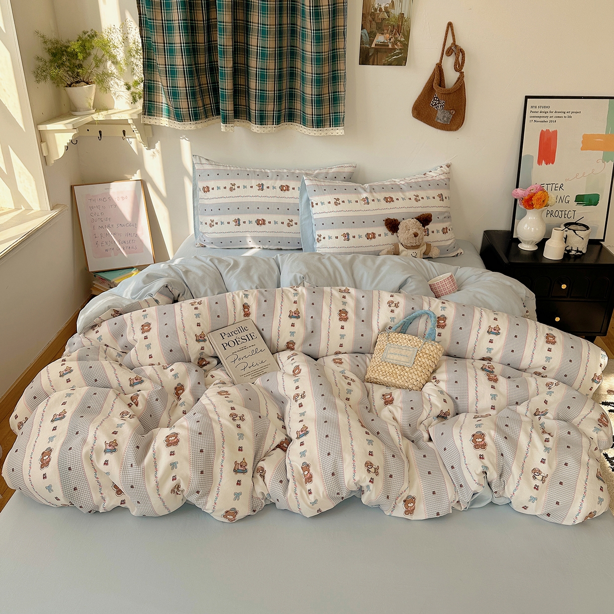 91家纺网 家纺一手货源 找家纺 沐芷 2026 【提供买家秀】A类水洗棉被套单件被罩 单人1.5x2.0  双人2.0x2.3 蓝色假日