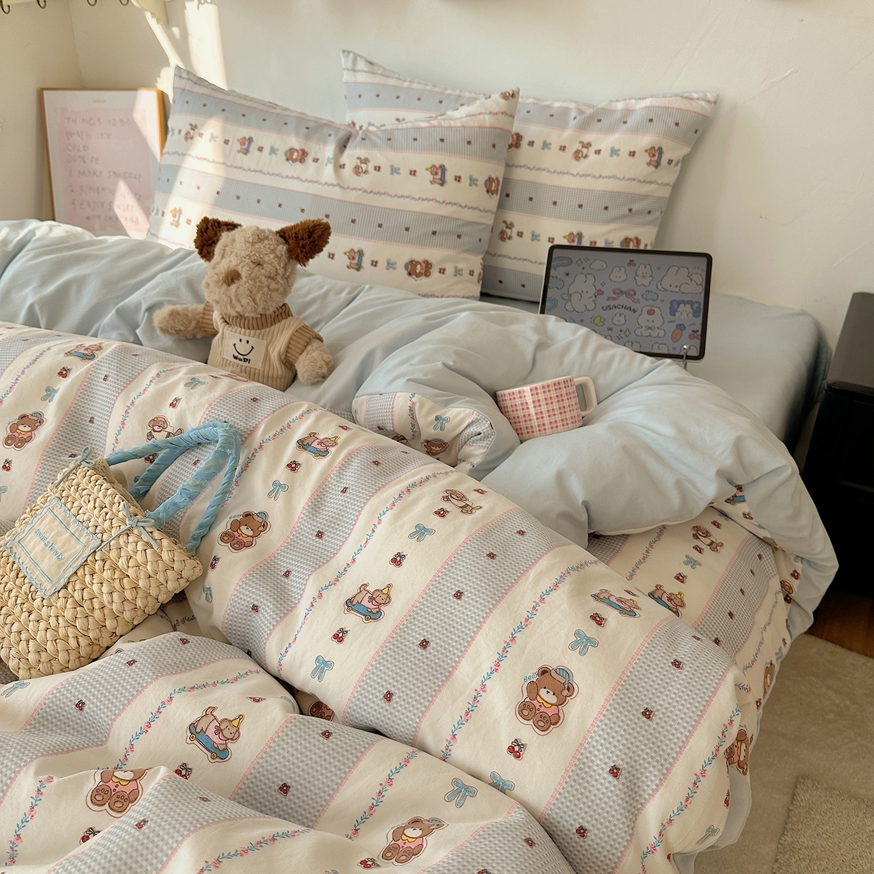 91家纺网 家纺一手货源 找家纺 沐芷 2026 【提供买家秀】A类水洗棉被套单件被罩 单人1.5x2.0  双人2.0x2.3 蓝色假日