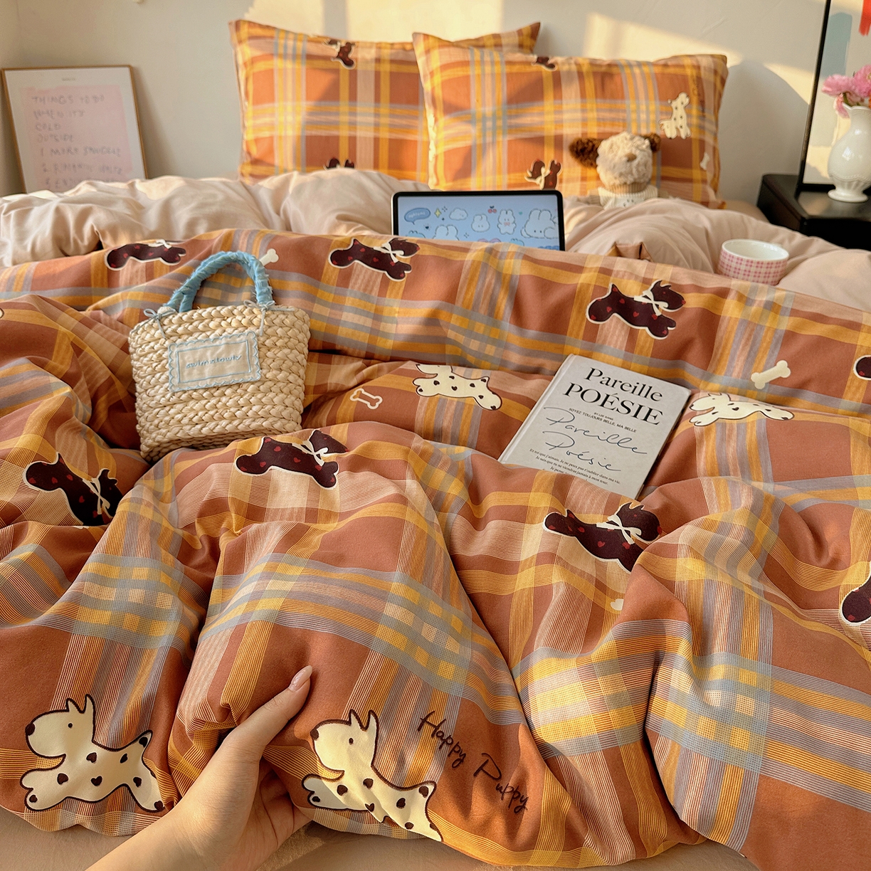 91家纺网 家纺一手货源 找家纺 沐芷 2026 【提供买家秀】A类水洗棉被套单件被罩 单人1.5x2.0  双人2.0x2.3 趣跑