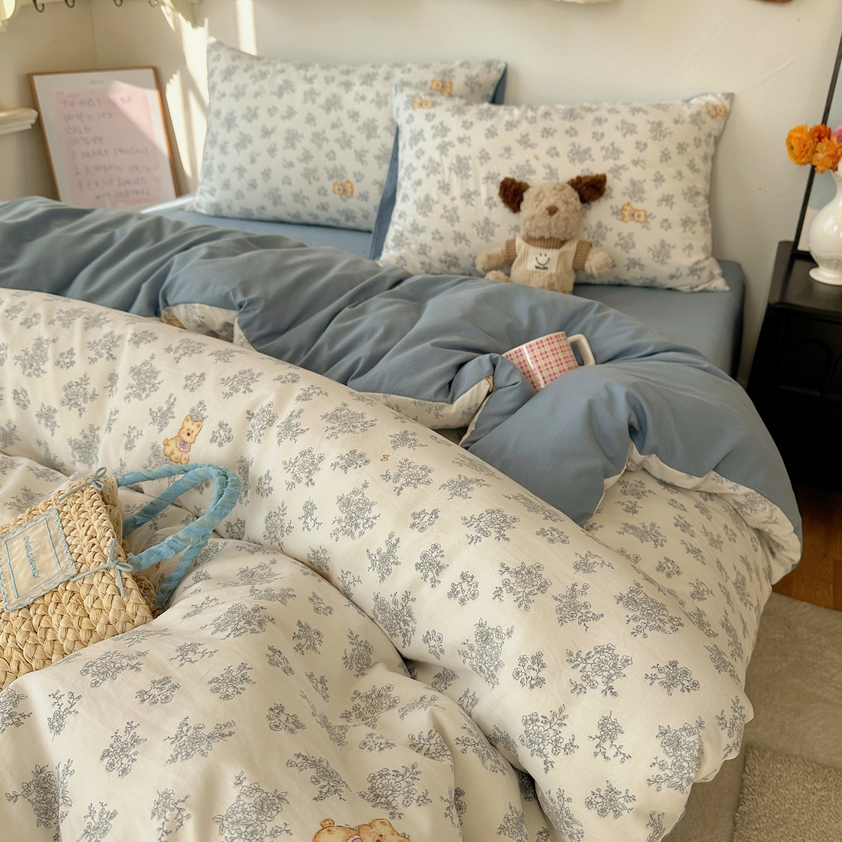 91家纺网 家纺一手货源 找家纺 沐芷 2026 【提供买家秀】A类水洗棉被套单件被罩 单人1.5x2.0  双人2.0x2.3 雾蓝西高地