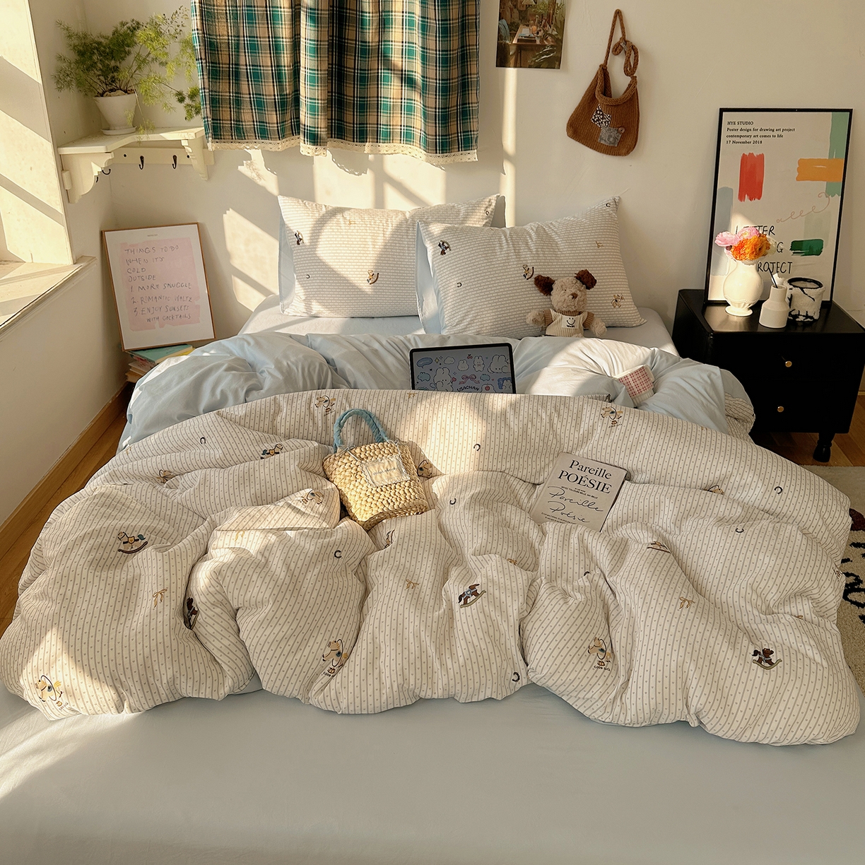 91家纺网 家纺一手货源 找家纺 沐芷 2026 【提供买家秀】A类水洗棉被套单件被罩 单人1.5x2.0  双人2.0x2.3 旋转木马