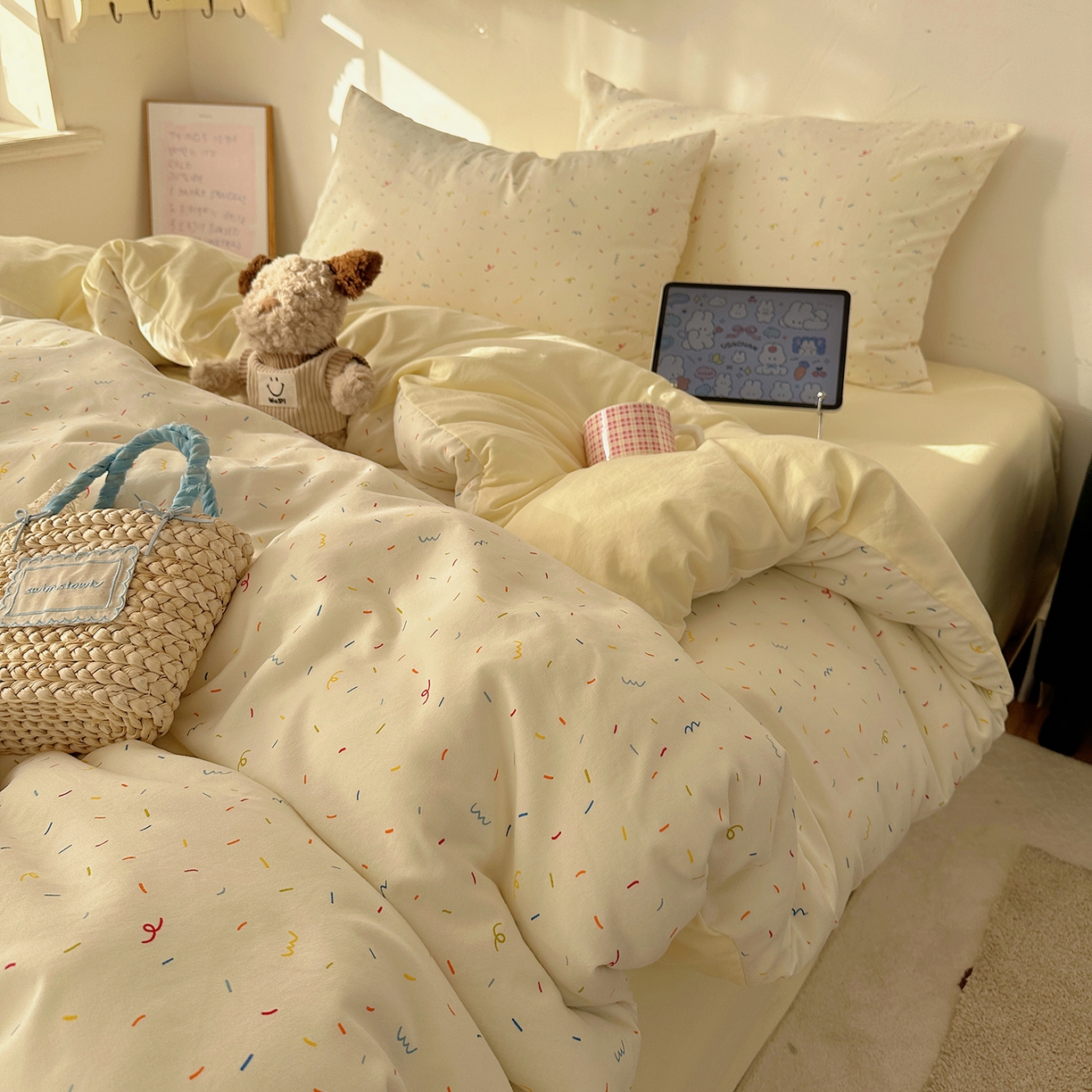 91家纺网 家纺一手货源 找家纺 沐芷 2026 【提供买家秀】A类水洗棉被套单件被罩 单人1.5x2.0  双人2.0x2.3 芝士碎