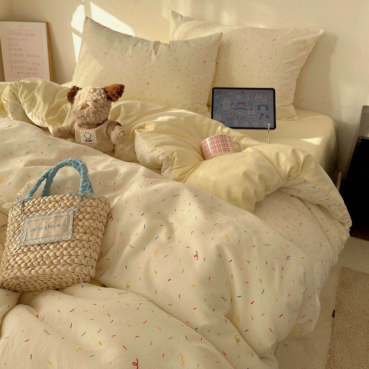 91家纺网 家纺一手货源 找家纺 沐芷 2026 【提供买家秀】A类水洗棉被套单件被罩 单人1.5x2.0  双人2.0x2.3 芝士碎