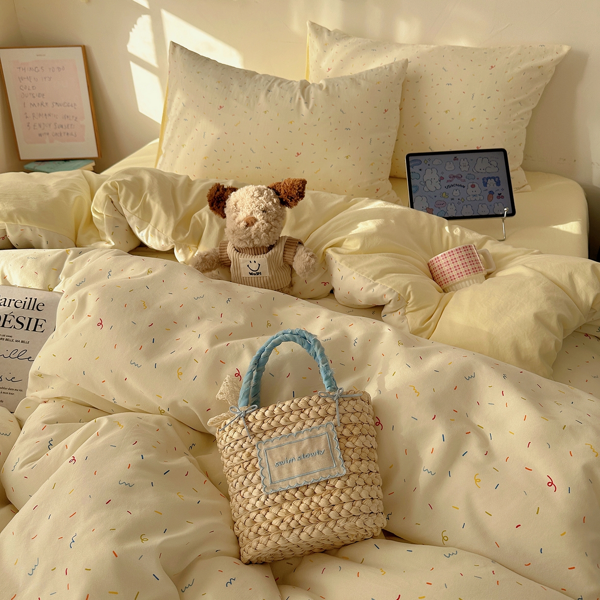 91家纺网 家纺一手货源 找家纺 沐芷 2026 【提供买家秀】A类水洗棉被套单件被罩 单人1.5x2.0  双人2.0x2.3 芝士碎