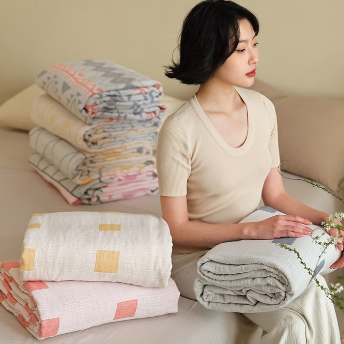 91家纺网 家纺一手货源 找家纺 （总）朴尔家纺-毛巾被 2026新款西部民族风全棉纯棉三层纱布毛巾被-朴尔经典款常年备货