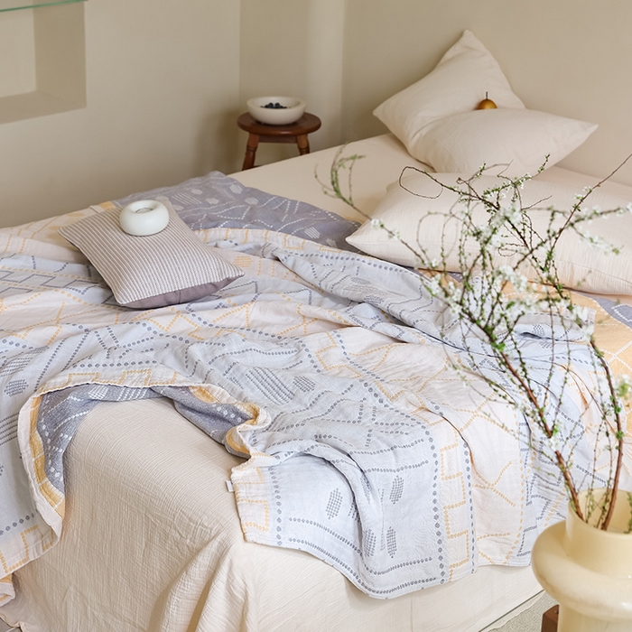 91家纺网 家纺一手货源 找家纺 朴尔家纺-毛巾被 2026新款西部民族风全棉纯棉三层纱布毛巾被-朴尔经典款常年备货 贝拉-黄