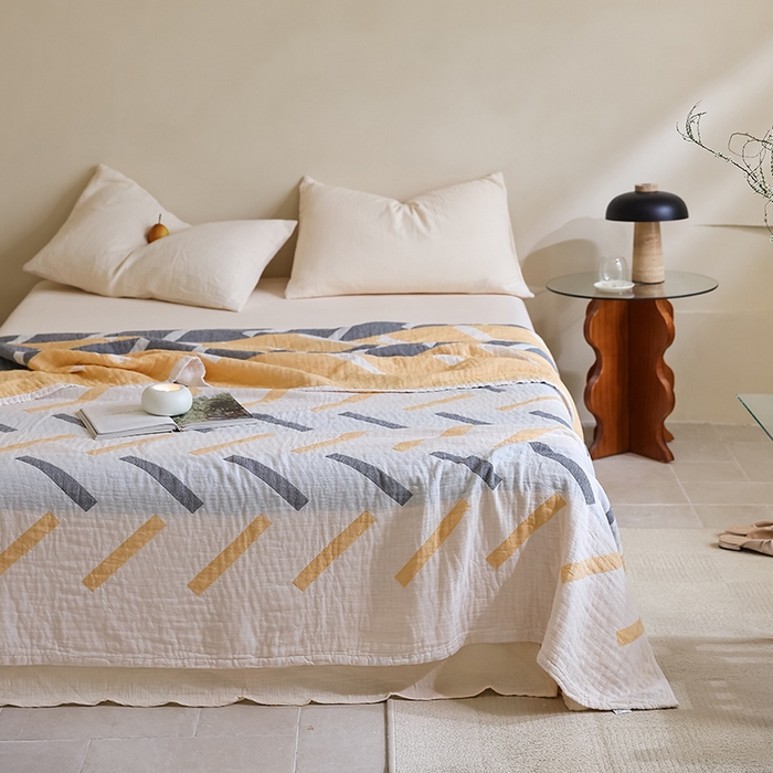 91家纺网 家纺一手货源 找家纺 朴尔家纺-毛巾被 2026新款西部民族风全棉纯棉三层纱布毛巾被-朴尔经典款常年备货 杜莎-黄