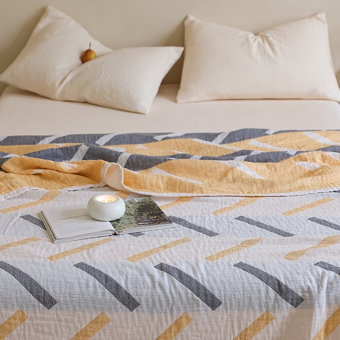 91家纺网 家纺一手货源 找家纺 朴尔家纺-毛巾被 2026新款西部民族风全棉纯棉三层纱布毛巾被-朴尔经典款常年备货 杜莎-黄