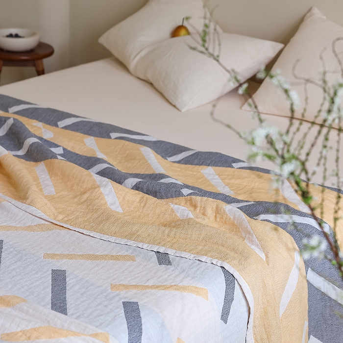 91家纺网 家纺一手货源 找家纺 朴尔家纺-毛巾被 2026新款西部民族风全棉纯棉三层纱布毛巾被-朴尔经典款常年备货 杜莎-黄