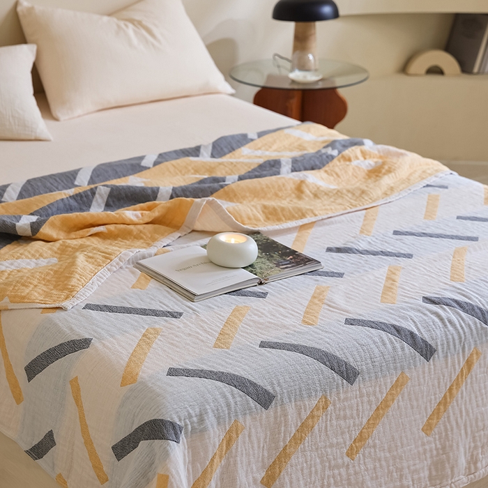 91家纺网 家纺一手货源 找家纺 朴尔家纺-毛巾被 2026新款西部民族风全棉纯棉三层纱布毛巾被-朴尔经典款常年备货 杜莎-黄