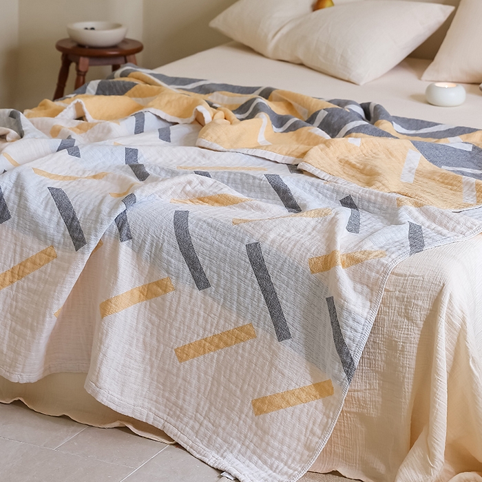 91家纺网 家纺一手货源 找家纺 朴尔家纺-毛巾被 2026新款西部民族风全棉纯棉三层纱布毛巾被-朴尔经典款常年备货 杜莎-黄