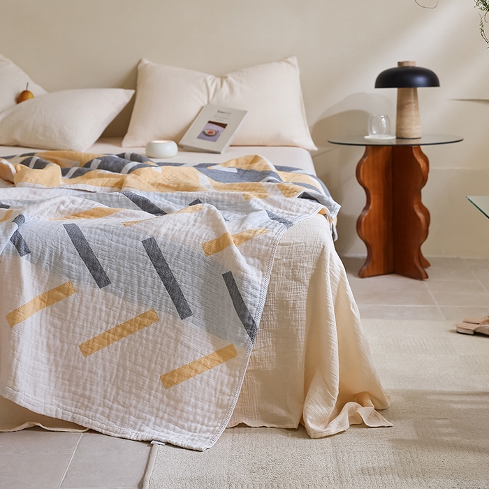 91家纺网 家纺一手货源 找家纺 朴尔家纺-毛巾被 2026新款西部民族风全棉纯棉三层纱布毛巾被-朴尔经典款常年备货 杜莎-黄