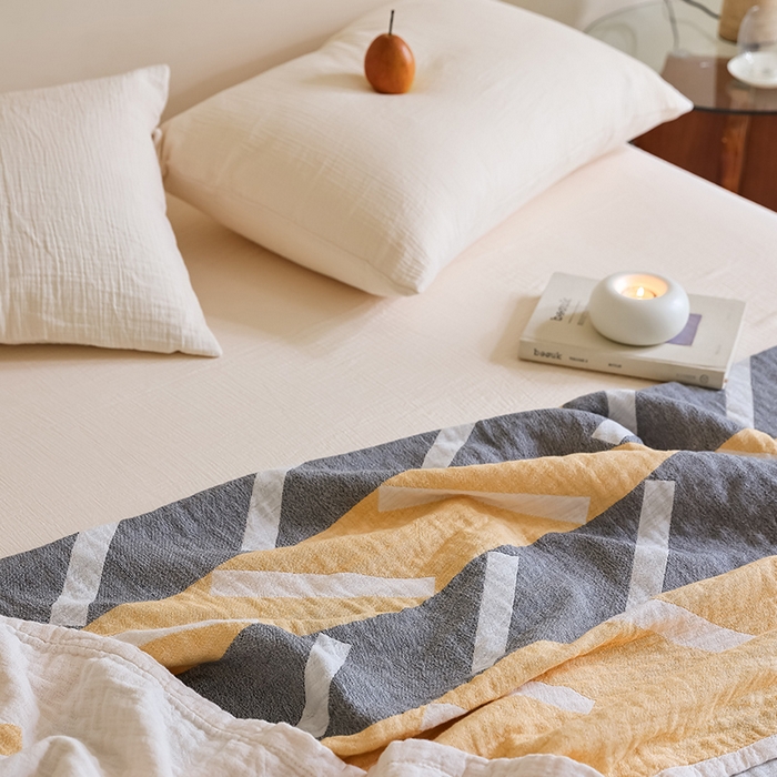 91家纺网 家纺一手货源 找家纺 朴尔家纺-毛巾被 2026新款西部民族风全棉纯棉三层纱布毛巾被-朴尔经典款常年备货 杜莎-黄