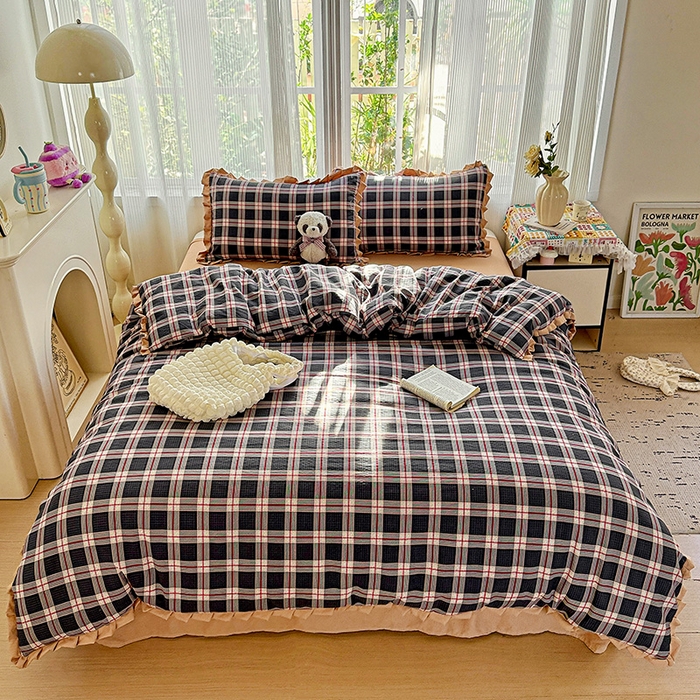 91家纺网 家纺一手货源 找家纺 （总）迪梦姿家纺 2026新款印花云感双层纱四件套