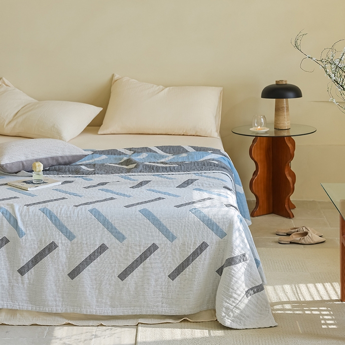 91家纺网 家纺一手货源 找家纺 朴尔家纺-毛巾被 2026新款西部民族风全棉纯棉三层纱布毛巾被-朴尔经典款常年备货 杜莎-蓝