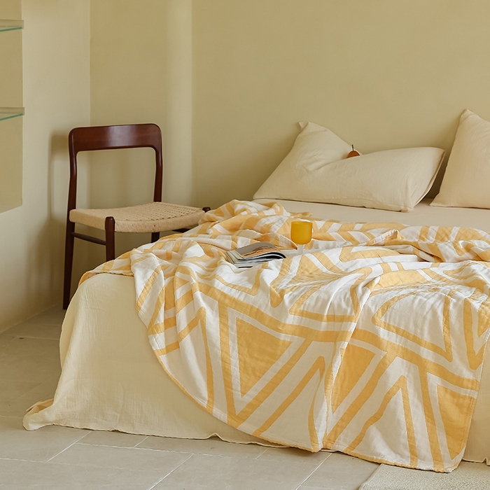 91家纺网 家纺一手货源 找家纺 朴尔家纺-毛巾被 2026新款西部民族风全棉纯棉三层纱布毛巾被-朴尔经典款常年备货 可可西里-黄