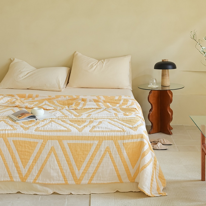 91家纺网 家纺一手货源 找家纺 朴尔家纺-毛巾被 2026新款西部民族风全棉纯棉三层纱布毛巾被-朴尔经典款常年备货 可可西里-黄