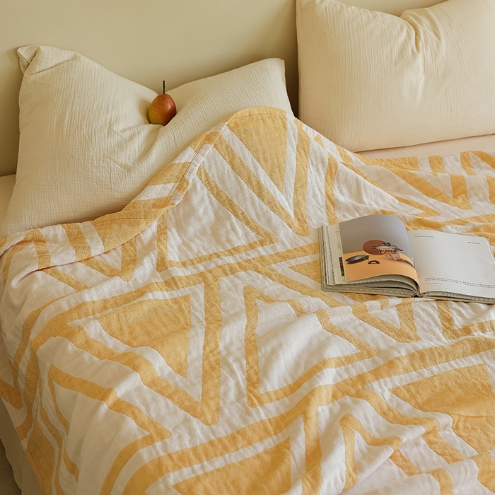 91家纺网 家纺一手货源 找家纺 朴尔家纺-毛巾被 2026新款西部民族风全棉纯棉三层纱布毛巾被-朴尔经典款常年备货 可可西里-黄