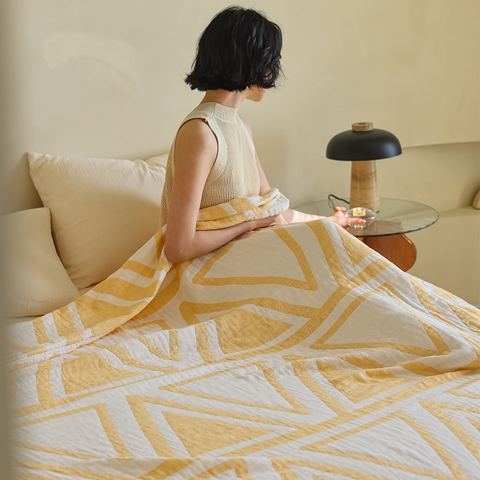 91家纺网 家纺一手货源 找家纺 朴尔家纺-毛巾被 2026新款西部民族风全棉纯棉三层纱布毛巾被-朴尔经典款常年备货 可可西里-黄