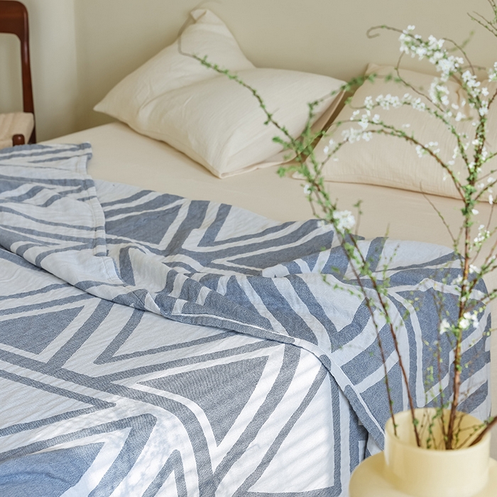 91家纺网 家纺一手货源 找家纺 朴尔家纺-毛巾被 2026新款西部民族风全棉纯棉三层纱布毛巾被-朴尔经典款常年备货 可可西里-蓝