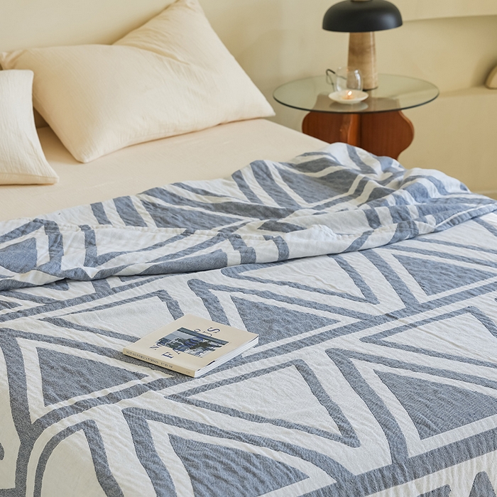 91家纺网 家纺一手货源 找家纺 朴尔家纺-毛巾被 2026新款西部民族风全棉纯棉三层纱布毛巾被-朴尔经典款常年备货 可可西里-蓝