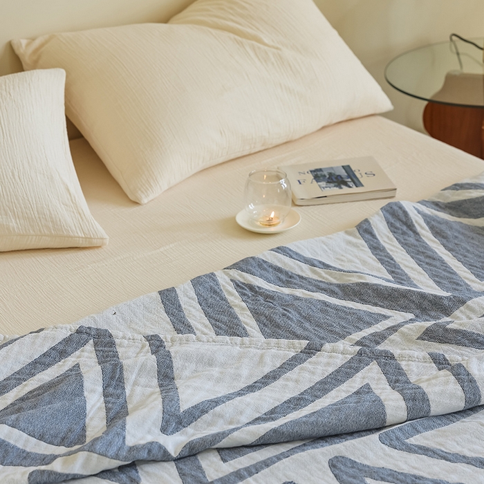 91家纺网 家纺一手货源 找家纺 朴尔家纺-毛巾被 2026新款西部民族风全棉纯棉三层纱布毛巾被-朴尔经典款常年备货 可可西里-蓝