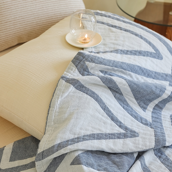 91家纺网 家纺一手货源 找家纺 朴尔家纺-毛巾被 2026新款西部民族风全棉纯棉三层纱布毛巾被-朴尔经典款常年备货 可可西里-蓝