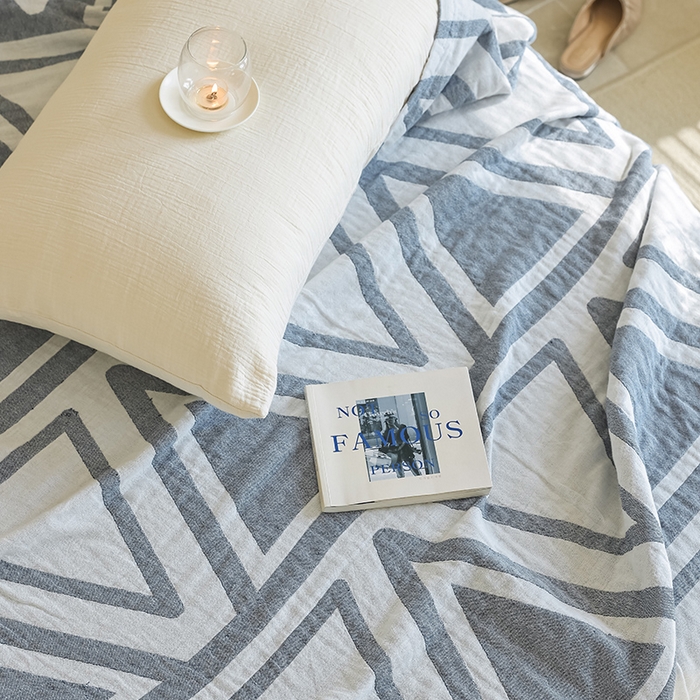 91家纺网 家纺一手货源 找家纺 朴尔家纺-毛巾被 2026新款西部民族风全棉纯棉三层纱布毛巾被-朴尔经典款常年备货 可可西里-蓝