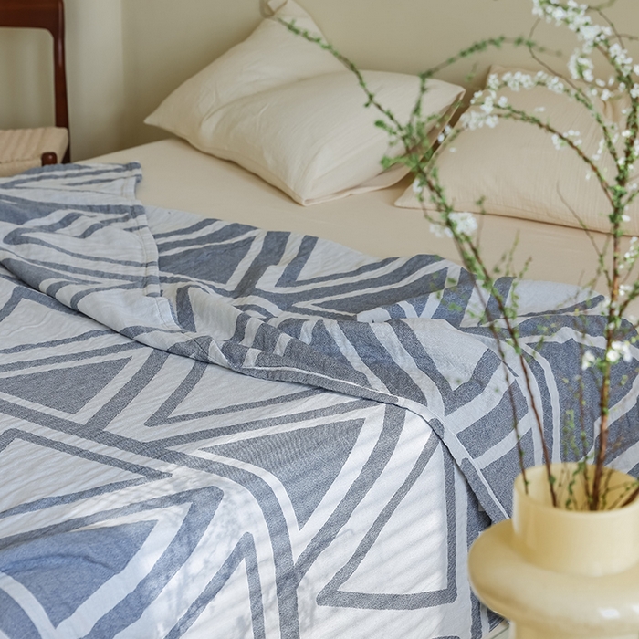 91家纺网 家纺一手货源 找家纺 朴尔家纺-毛巾被 2026新款西部民族风全棉纯棉三层纱布毛巾被-朴尔经典款常年备货 可可西里-蓝