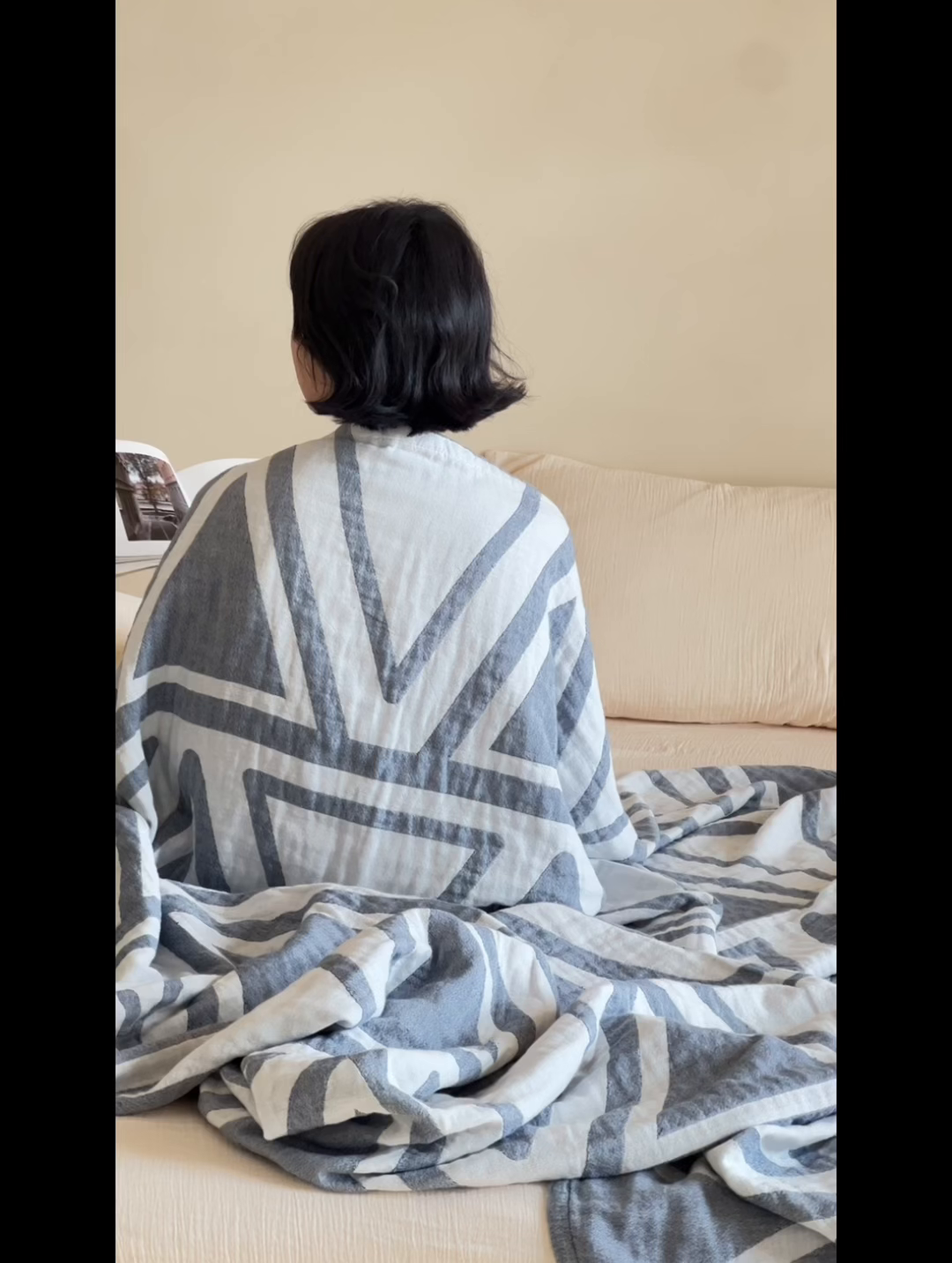 91家纺网 家纺一手货源 找家纺 朴尔家纺-毛巾被 2026新款西部民族风全棉纯棉三层纱布毛巾被-朴尔经典款常年备货 可可西里-蓝