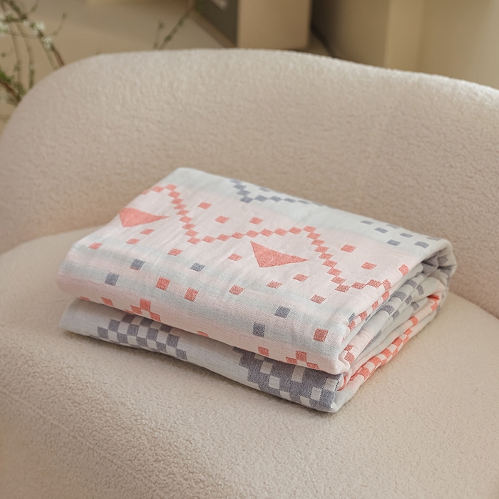 朴尔家纺-毛巾被 2026新款西部民族风全棉纯棉三层纱布毛巾被-朴尔经典款常年备货 克罗部落