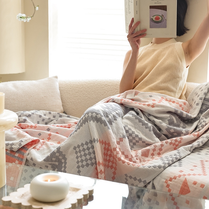 91家纺网 家纺一手货源 找家纺 朴尔家纺-毛巾被 2026新款西部民族风全棉纯棉三层纱布毛巾被-朴尔经典款常年备货 克罗部落