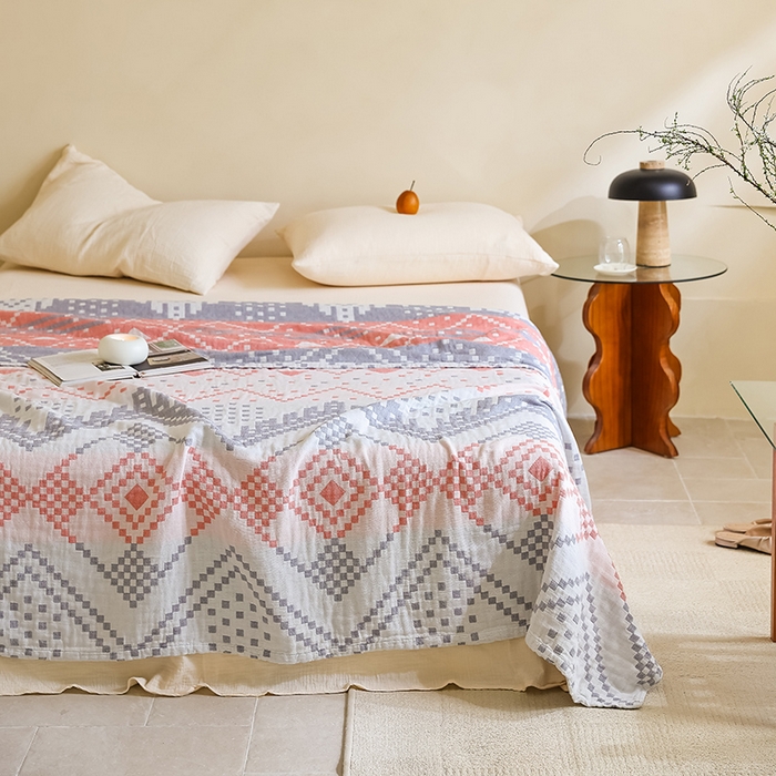 91家纺网 家纺一手货源 找家纺 朴尔家纺-毛巾被 2026新款西部民族风全棉纯棉三层纱布毛巾被-朴尔经典款常年备货 克罗部落