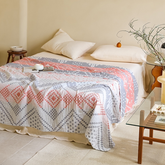 91家纺网 家纺一手货源 找家纺 朴尔家纺-毛巾被 2026新款西部民族风全棉纯棉三层纱布毛巾被-朴尔经典款常年备货 克罗部落