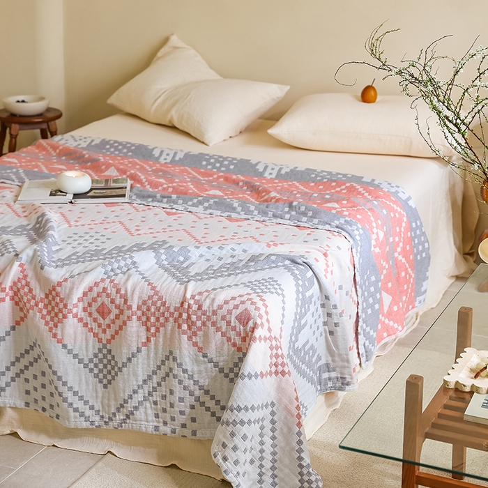 91家纺网 家纺一手货源 找家纺 朴尔家纺-毛巾被 2026新款西部民族风全棉纯棉三层纱布毛巾被-朴尔经典款常年备货 克罗部落