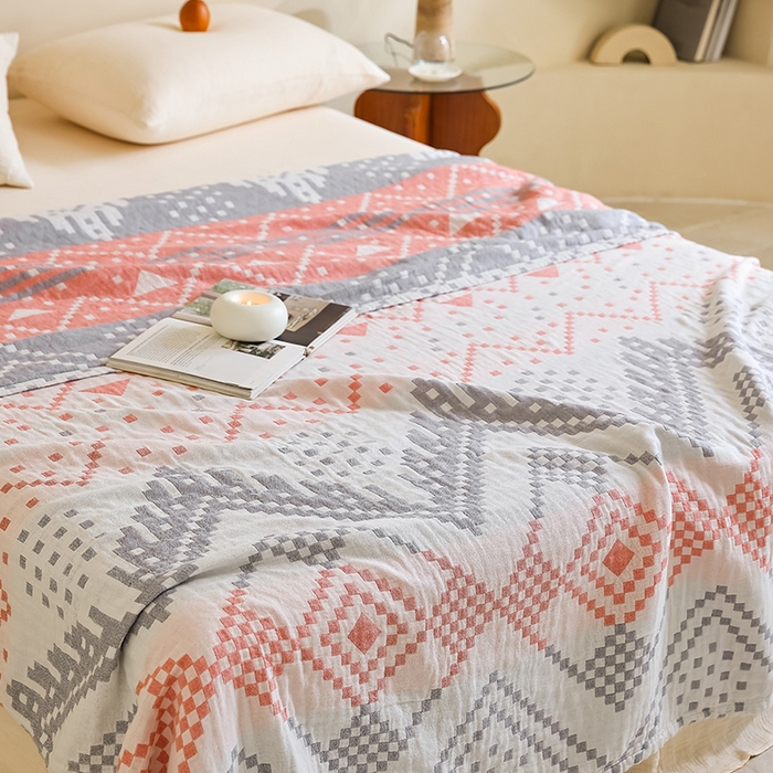 91家纺网 家纺一手货源 找家纺 朴尔家纺-毛巾被 2026新款西部民族风全棉纯棉三层纱布毛巾被-朴尔经典款常年备货 克罗部落