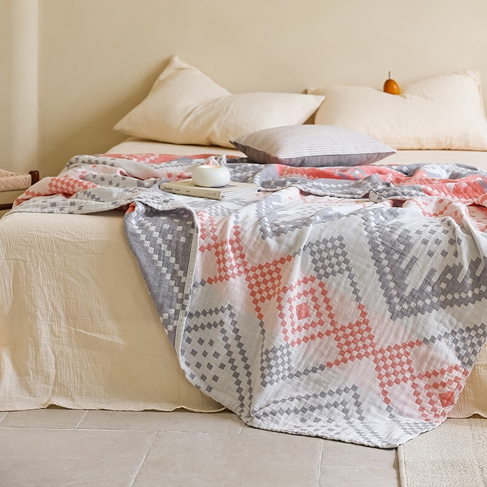 91家纺网 家纺一手货源 找家纺 朴尔家纺-毛巾被 2026新款西部民族风全棉纯棉三层纱布毛巾被-朴尔经典款常年备货 克罗部落