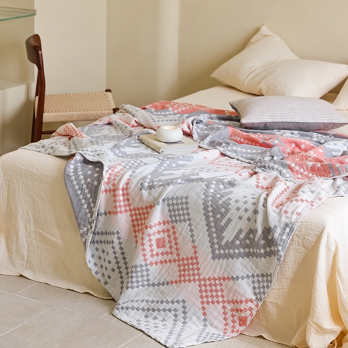 91家纺网 家纺一手货源 找家纺 朴尔家纺-毛巾被 2026新款西部民族风全棉纯棉三层纱布毛巾被-朴尔经典款常年备货 克罗部落