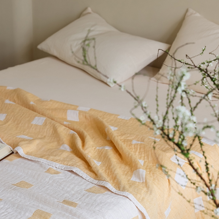 91家纺网 家纺一手货源 找家纺 朴尔家纺-毛巾被 2026新款西部民族风全棉纯棉三层纱布毛巾被-朴尔经典款常年备货 克罗克-黄