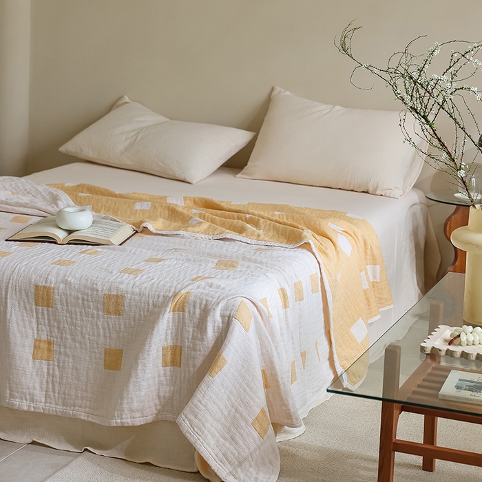 91家纺网 家纺一手货源 找家纺 朴尔家纺-毛巾被 2026新款西部民族风全棉纯棉三层纱布毛巾被-朴尔经典款常年备货 克罗克-黄