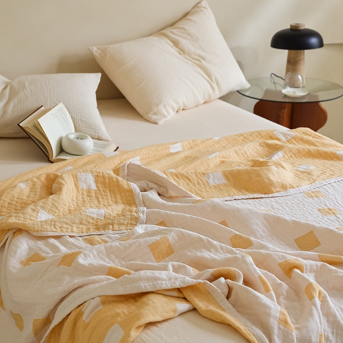 91家纺网 家纺一手货源 找家纺 朴尔家纺-毛巾被 2026新款西部民族风全棉纯棉三层纱布毛巾被-朴尔经典款常年备货 克罗克-黄