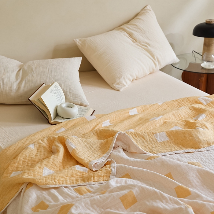 91家纺网 家纺一手货源 找家纺 朴尔家纺-毛巾被 2026新款西部民族风全棉纯棉三层纱布毛巾被-朴尔经典款常年备货 克罗克-黄