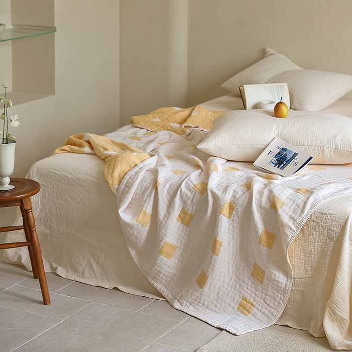 91家纺网 家纺一手货源 找家纺 朴尔家纺-毛巾被 2026新款西部民族风全棉纯棉三层纱布毛巾被-朴尔经典款常年备货 克罗克-黄