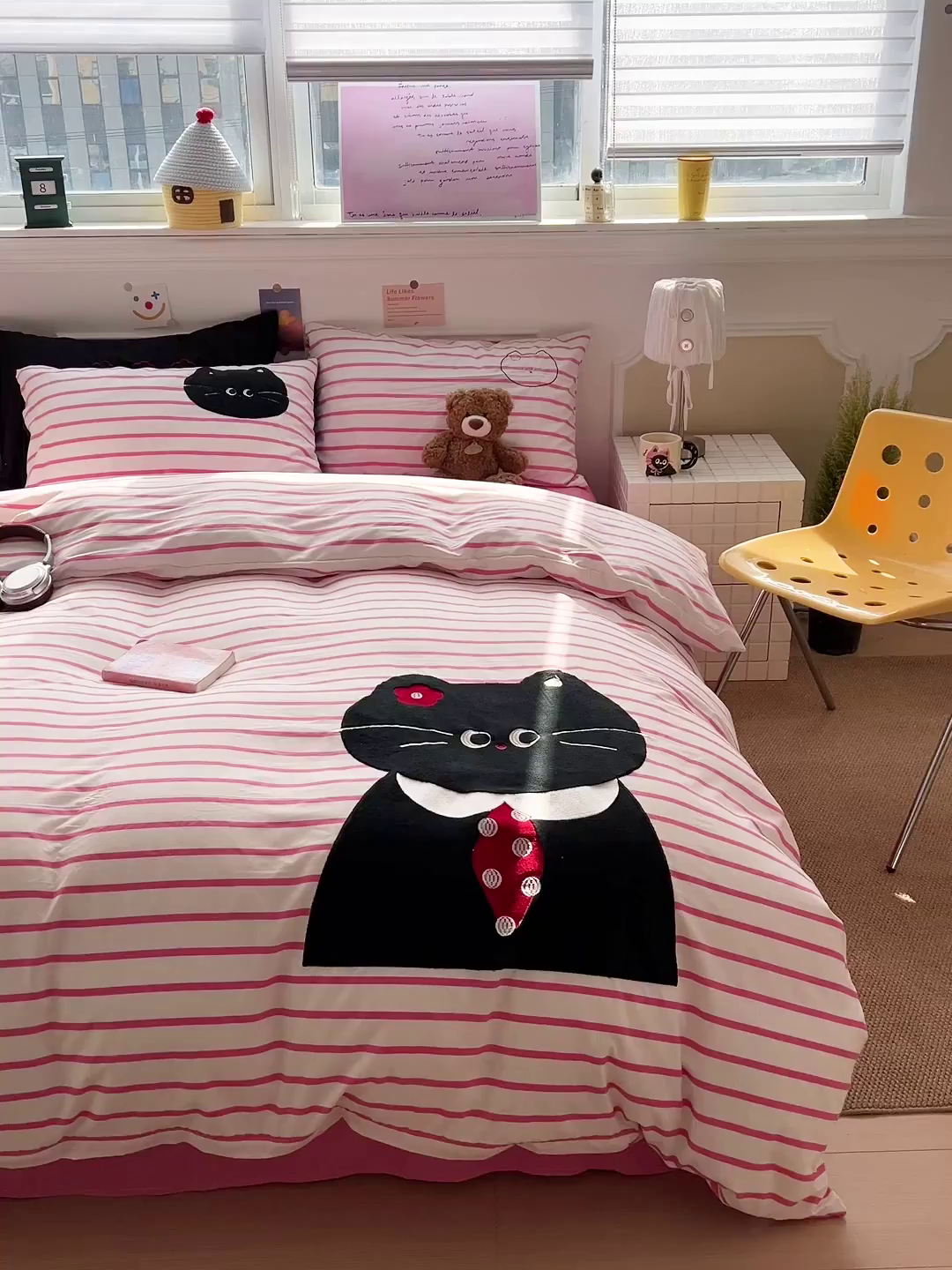 91家纺网 家纺一手货源 找家纺 （总）繁花家居 2026新款云感泡芙棉邹邹木棉可爱童趣贴布绣毛巾绣四件套